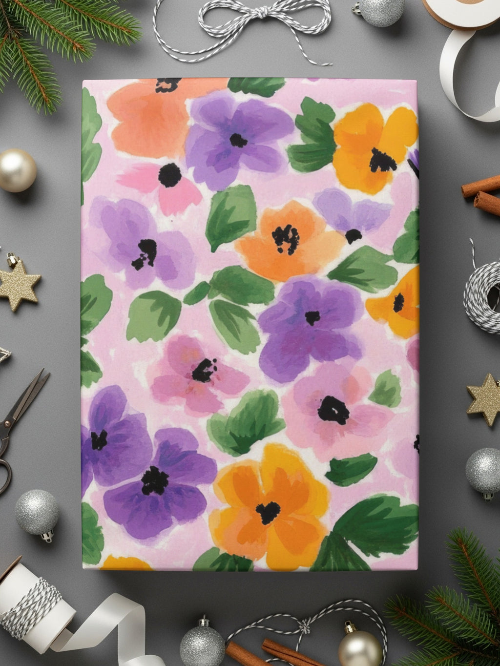 Floral Gift Wrap with Vibrant Colors for Festive Occasions