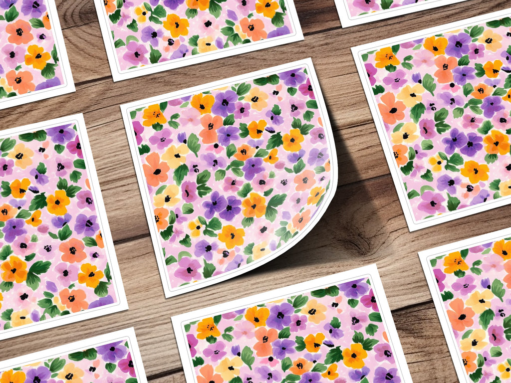 Vibrant Flower Pattern Design Square Art Prints