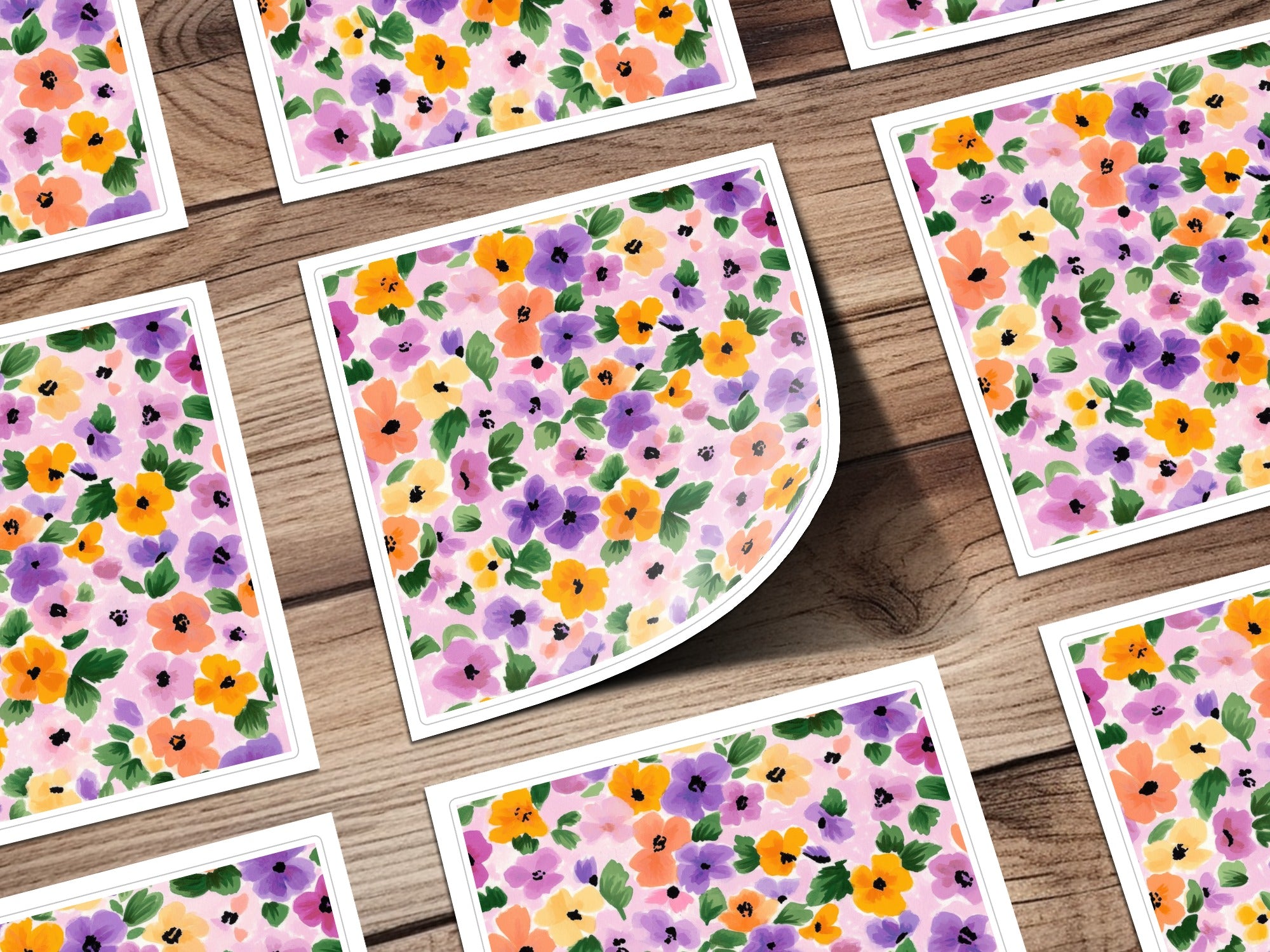 Vibrant Flower Pattern Design Square Art Prints