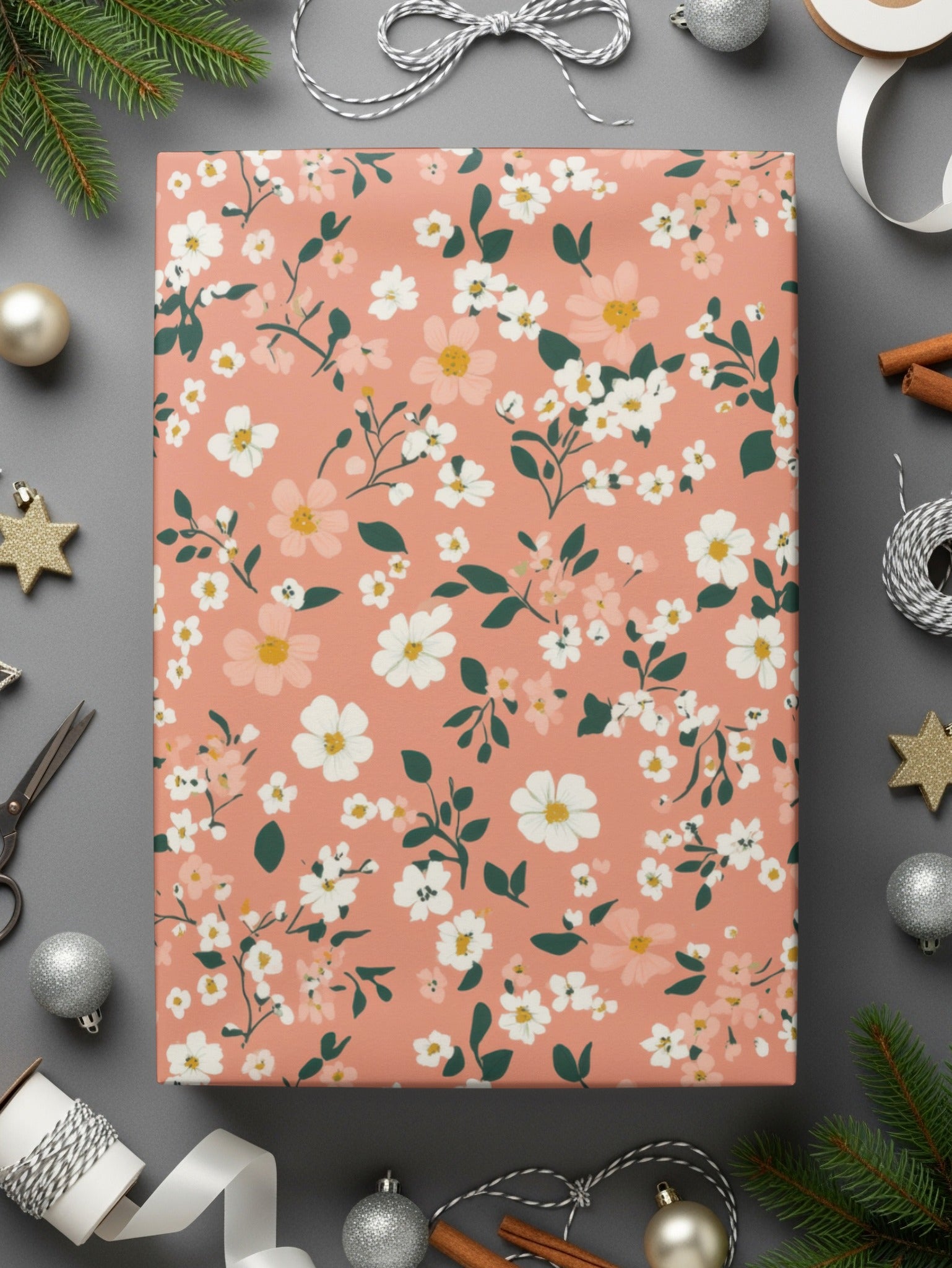 Spring Pastel Patterns Peach Floral and Flower Pattern Digital - Moore and Mountain