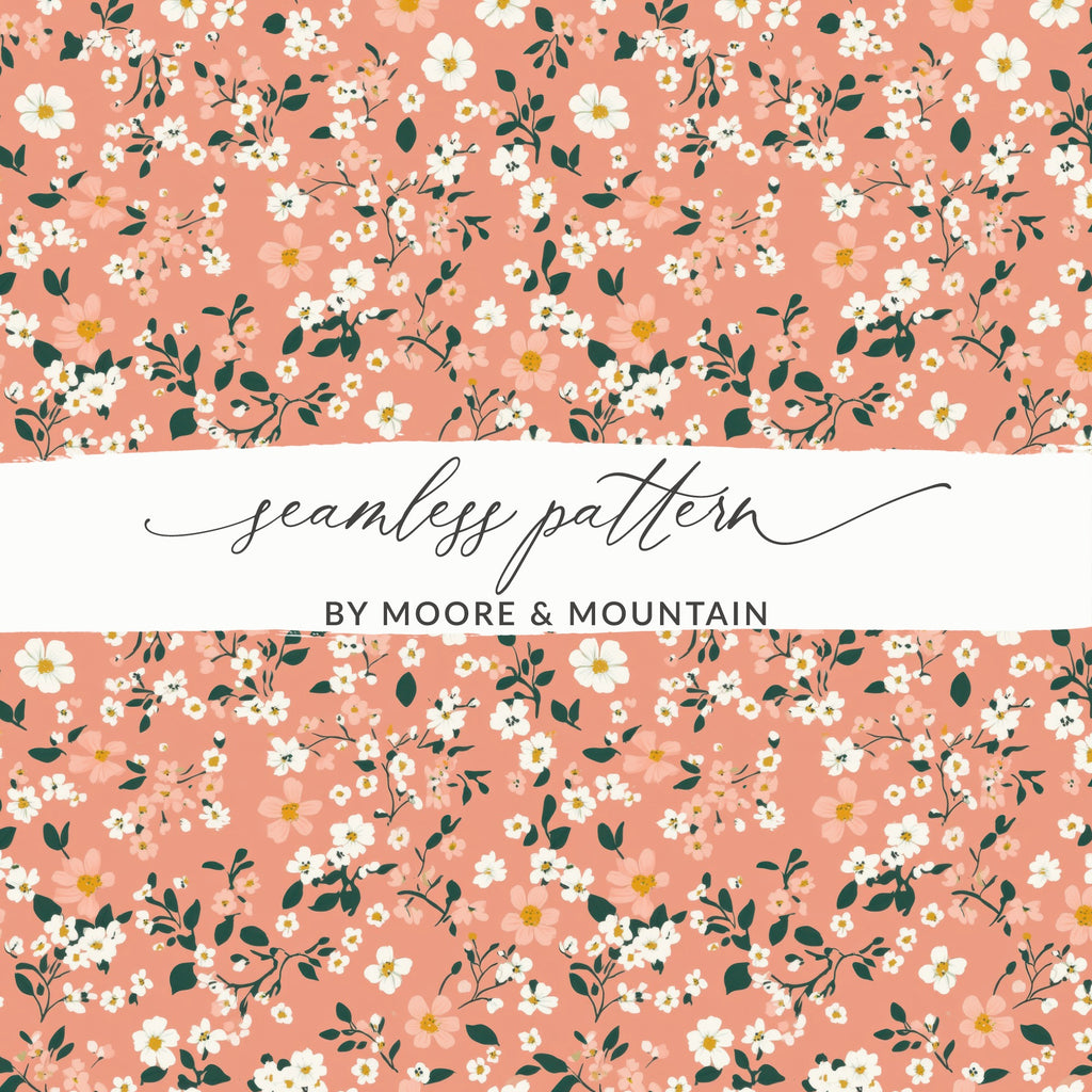 Spring Pastel Patterns Peach Floral and Flower Pattern Digital - Moore and Mountain