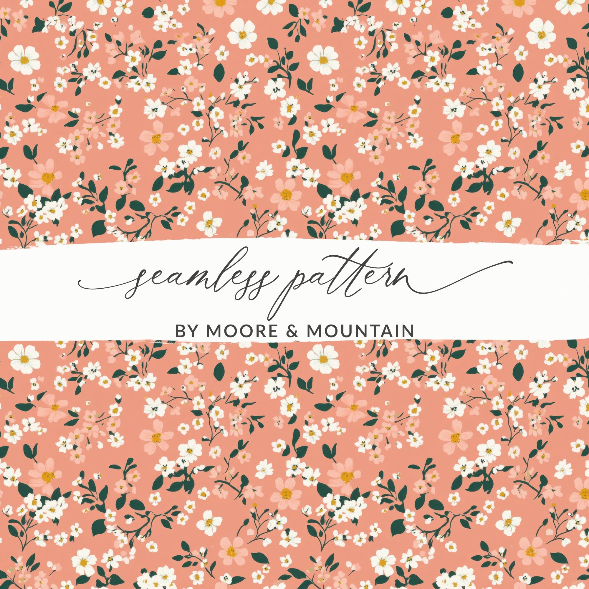 Spring Pastel Patterns Peach Floral and Flower Pattern Digital - Moore and Mountain