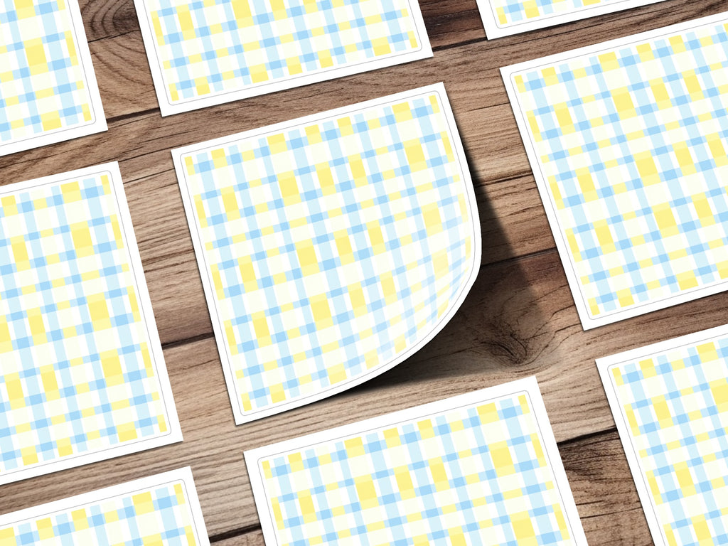 Yellow and Blue Plaid Pattern Stickers Pack