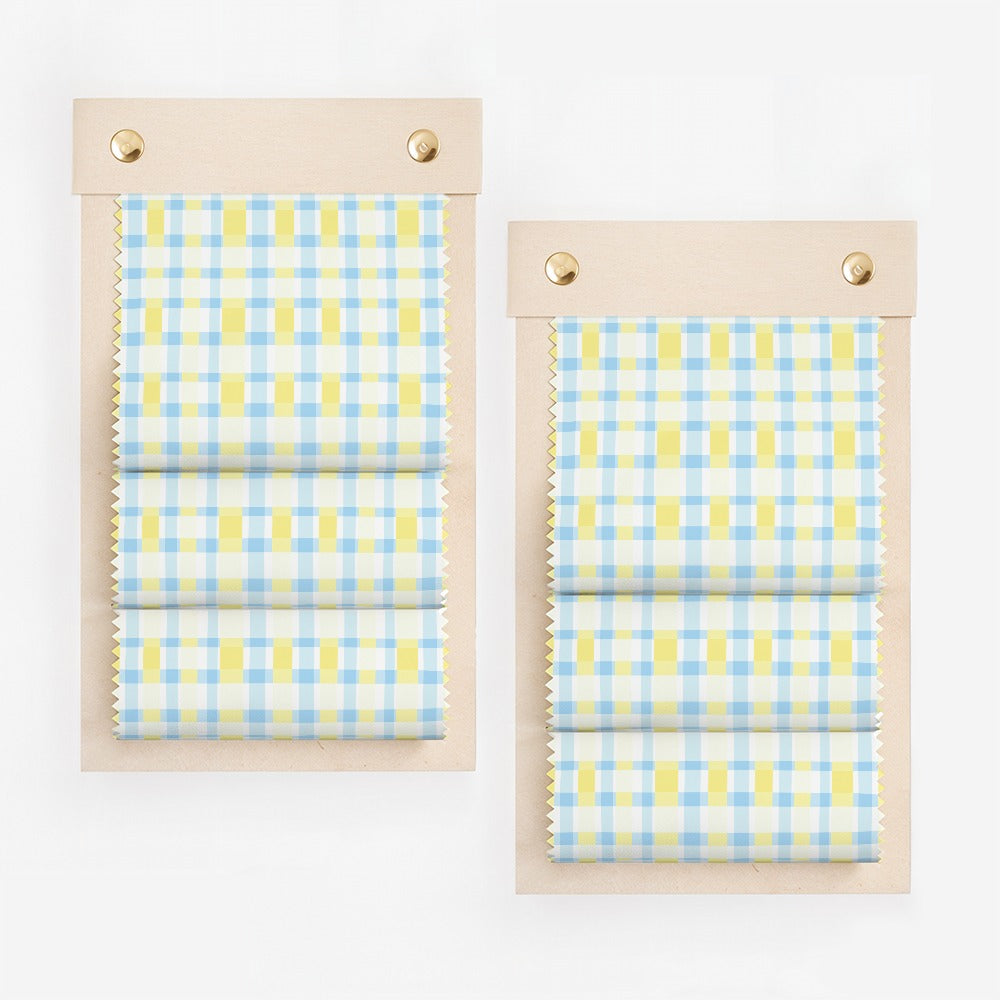 Blue and Yellow Plaid Patterned Window Shade