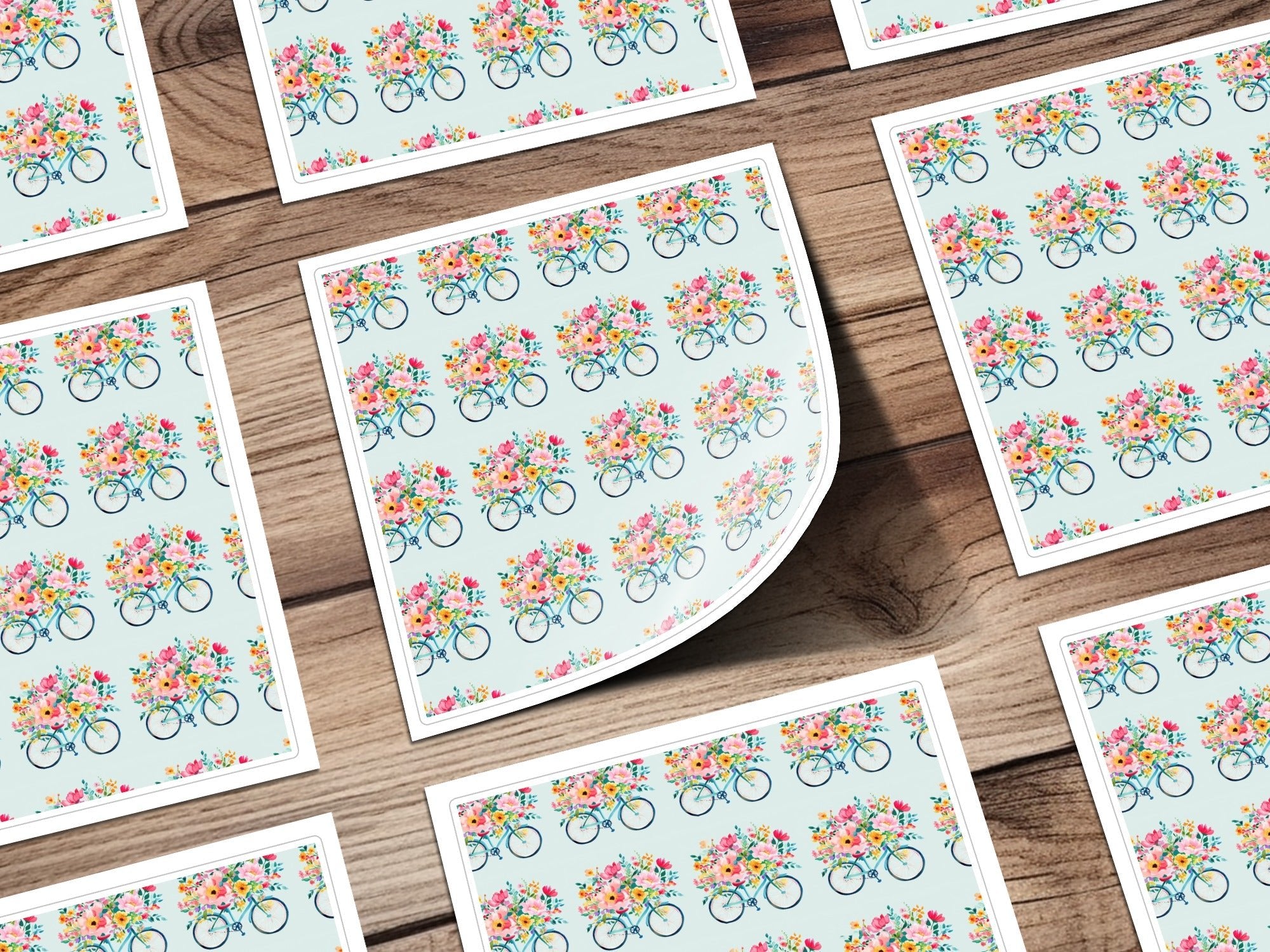 Spring Seamless Bicycle with Floral Basket Pattern Digital - Moore and Mountain