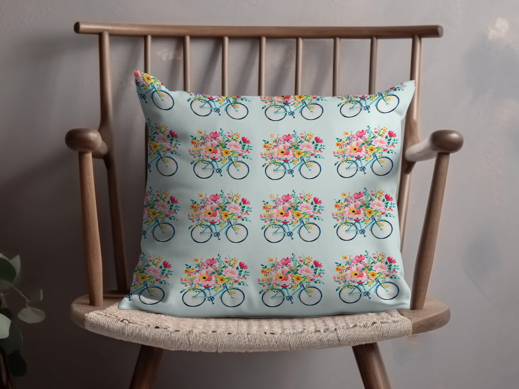 Spring Seamless Bicycle with Floral Basket Pattern Digital - Moore and Mountain