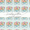Spring Seamless Bicycle with Floral Basket Pattern Digital - Moore and Mountain