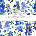 Spring Seamless Pattern Watercolor Bluebonnet Floral Pattern Beautiful Artistic Digital - Moore and Mountain