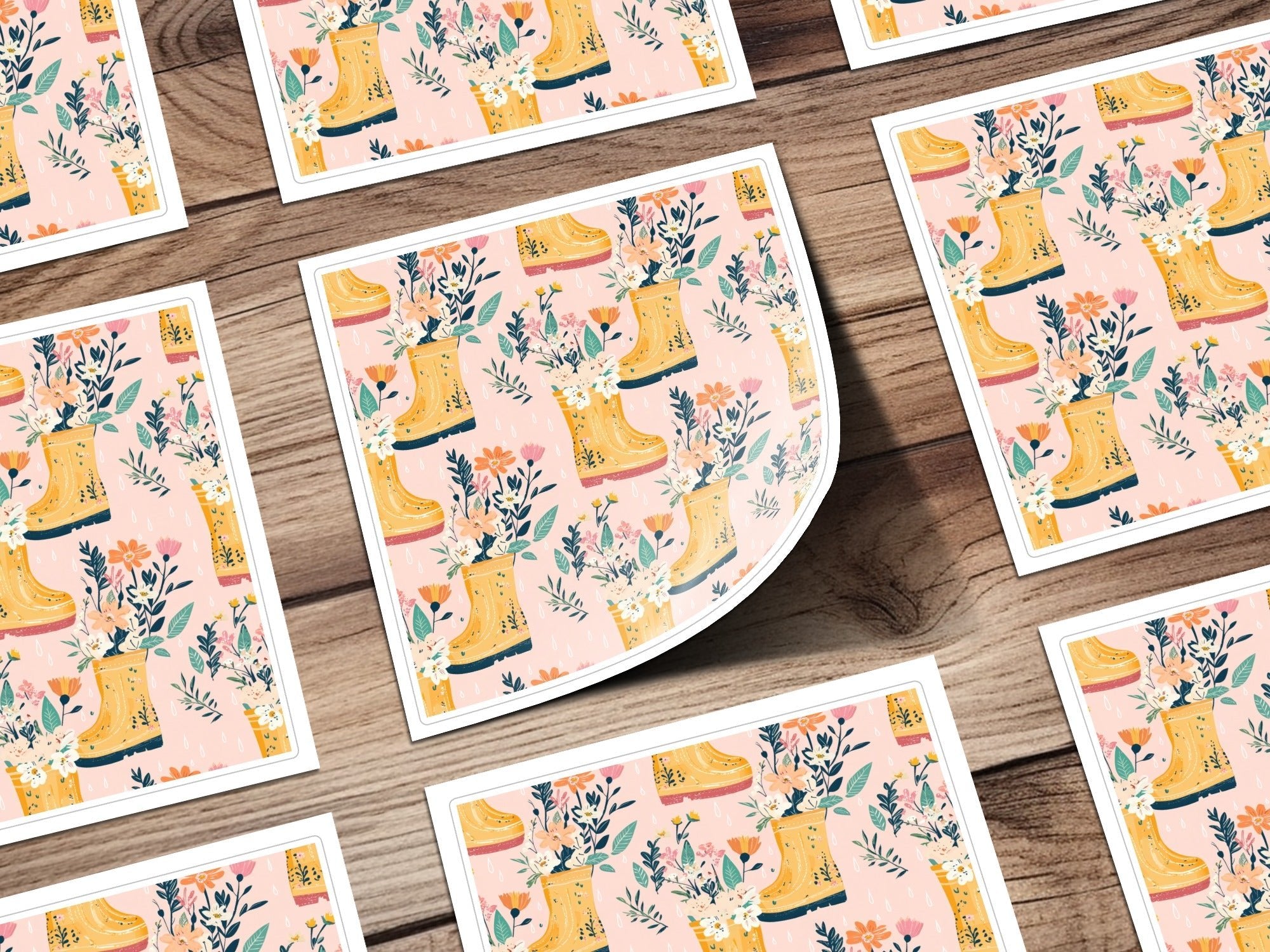 Spring Showers Floral Rain Boots Seamless Pattern for Fabric - Moore and Mountain