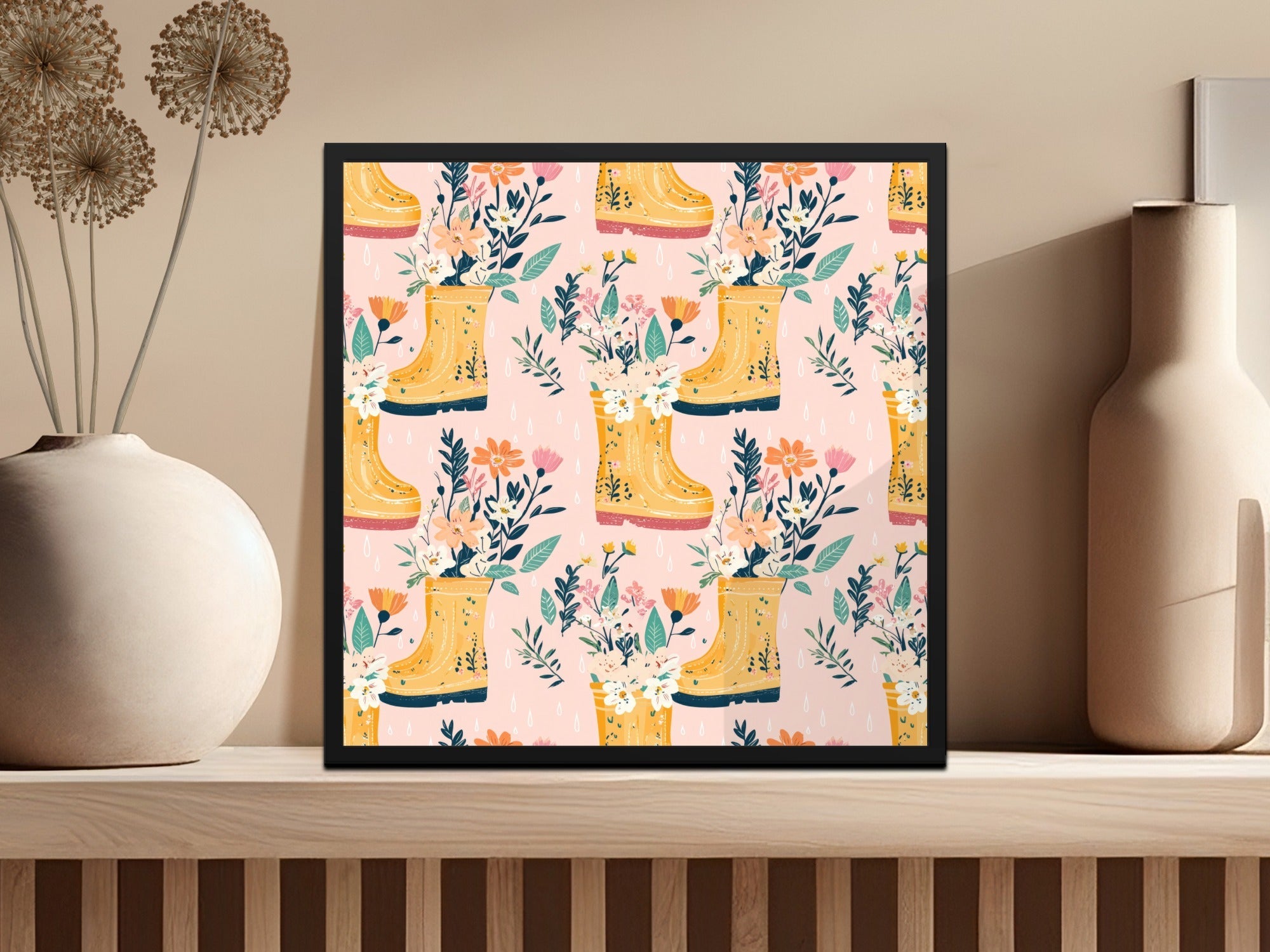 Spring Showers Floral Rain Boots Seamless Pattern for Fabric - Moore and Mountain