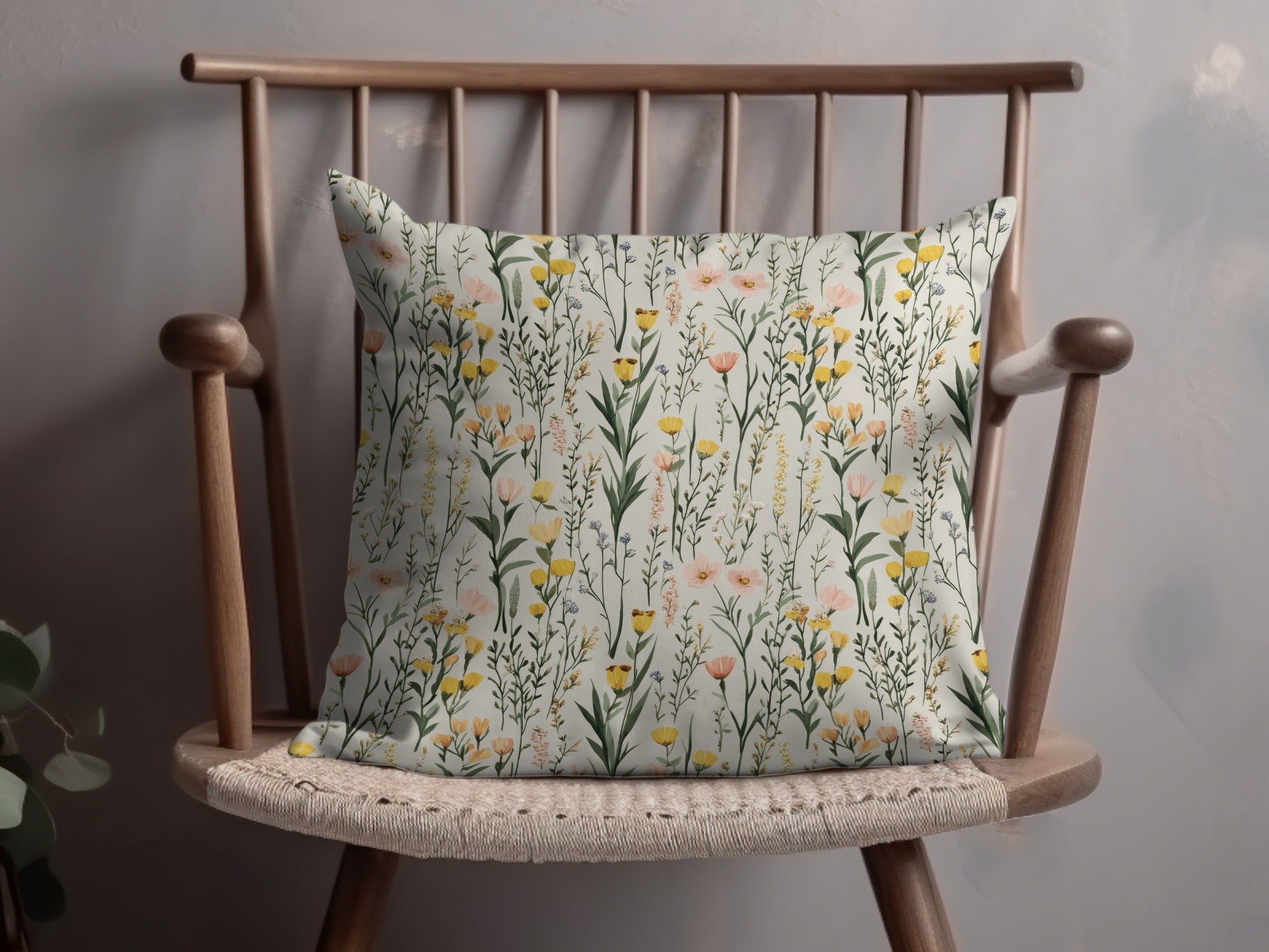 Floral Patterned Cushion Cover Decorative Accent
