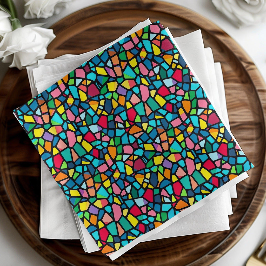 Stained Glass Digital Paper, Mosaic Pattern, Seamless Digital Paper, Colorful Abstract Design, JPEG Files for Crafts, Printable Background - Moore and Mountain