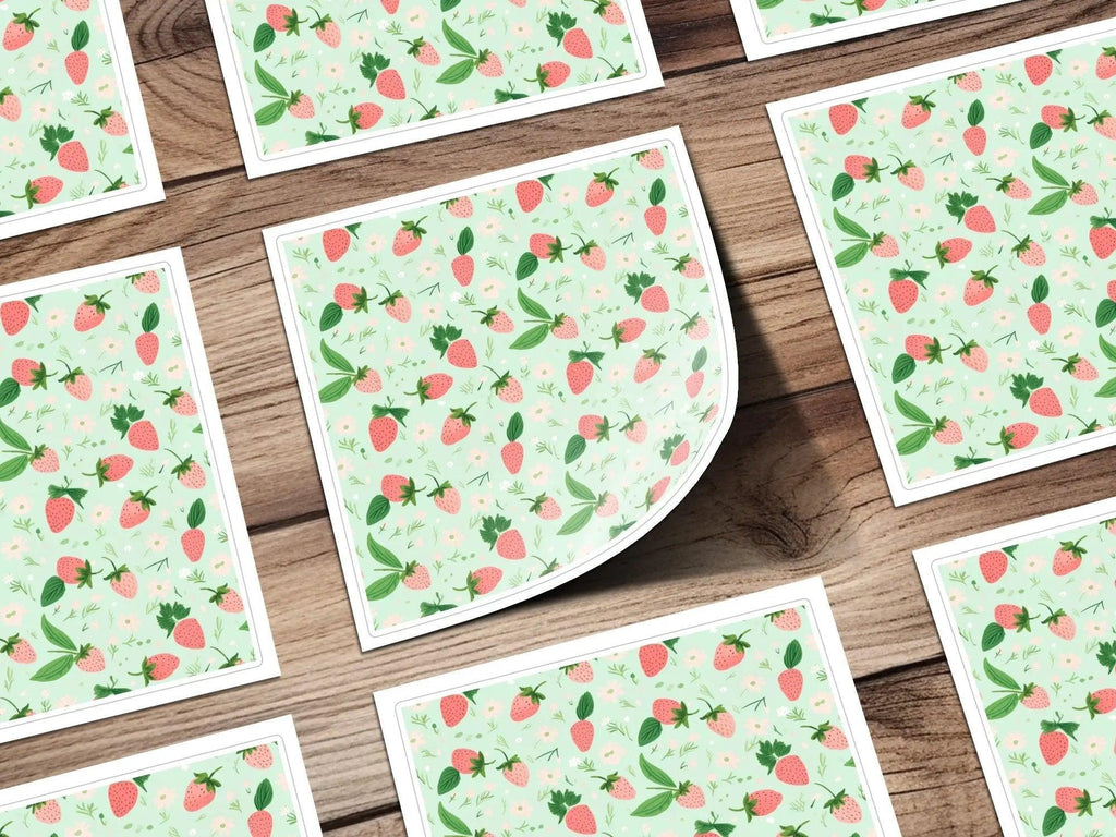 Strawberry Digital Paper, Seamless Pattern, Floral Pattern, Digital Download, Commercial Use, Strawberry Background, Summer Theme - Moore and Mountain