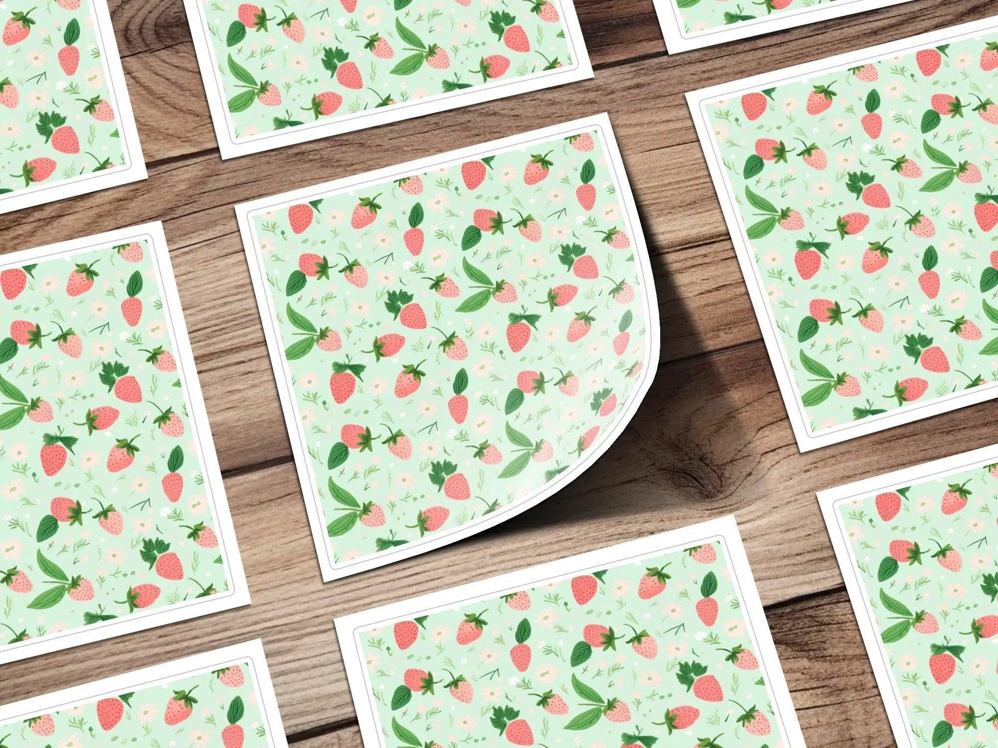 Strawberry Digital Paper, Seamless Pattern, Floral Pattern, Digital Download, Commercial Use, Strawberry Background, Summer Theme - Moore and Mountain