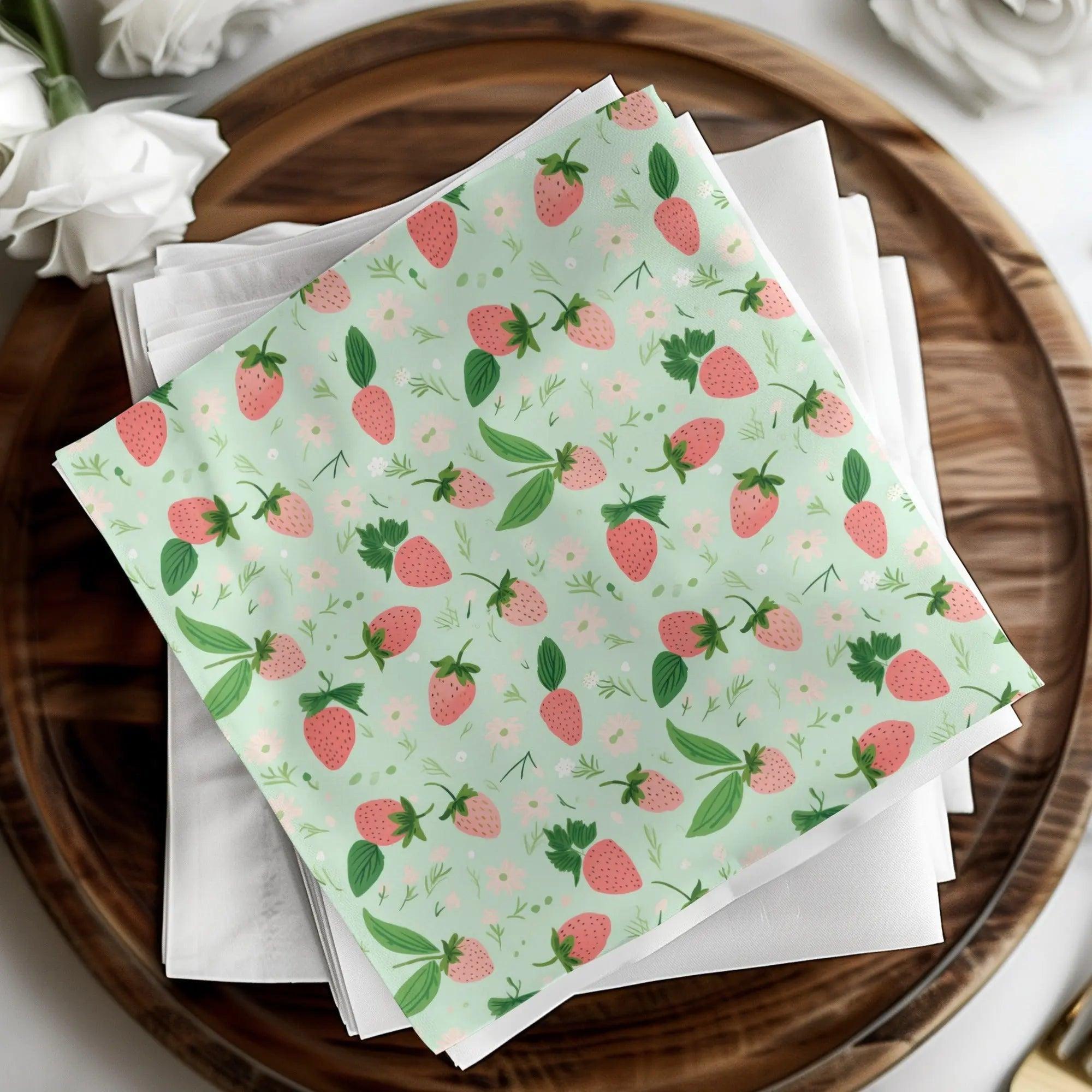 Strawberry Digital Paper, Seamless Pattern, Floral Pattern, Digital Download, Commercial Use, Strawberry Background, Summer Theme - Moore and Mountain