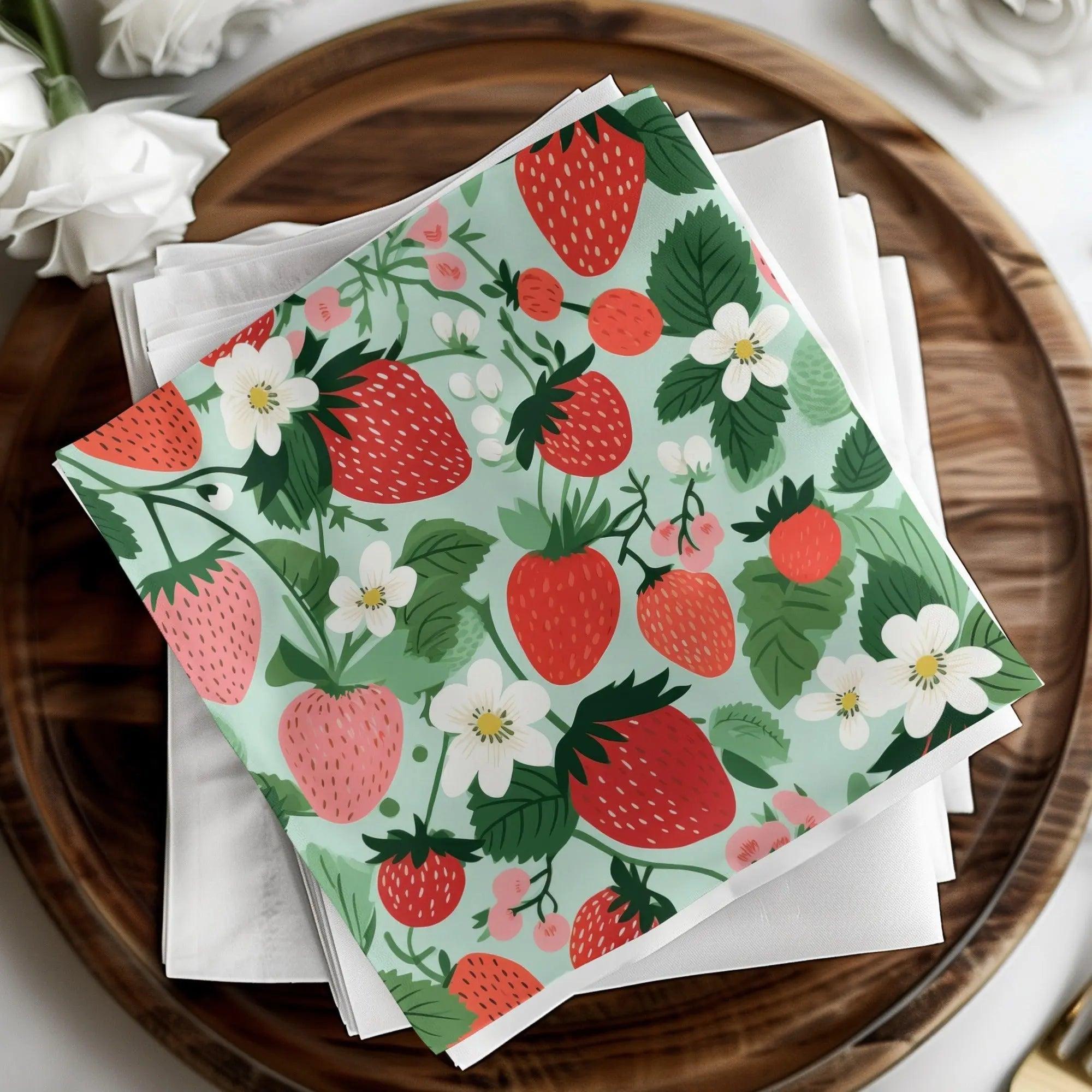 Strawberry Digital Seamless Pattern, Fruits Design, Summer Pattern, Sweet Berries Print, Digital Paper, Commercial Use, Floral Background - Moore and Mountain