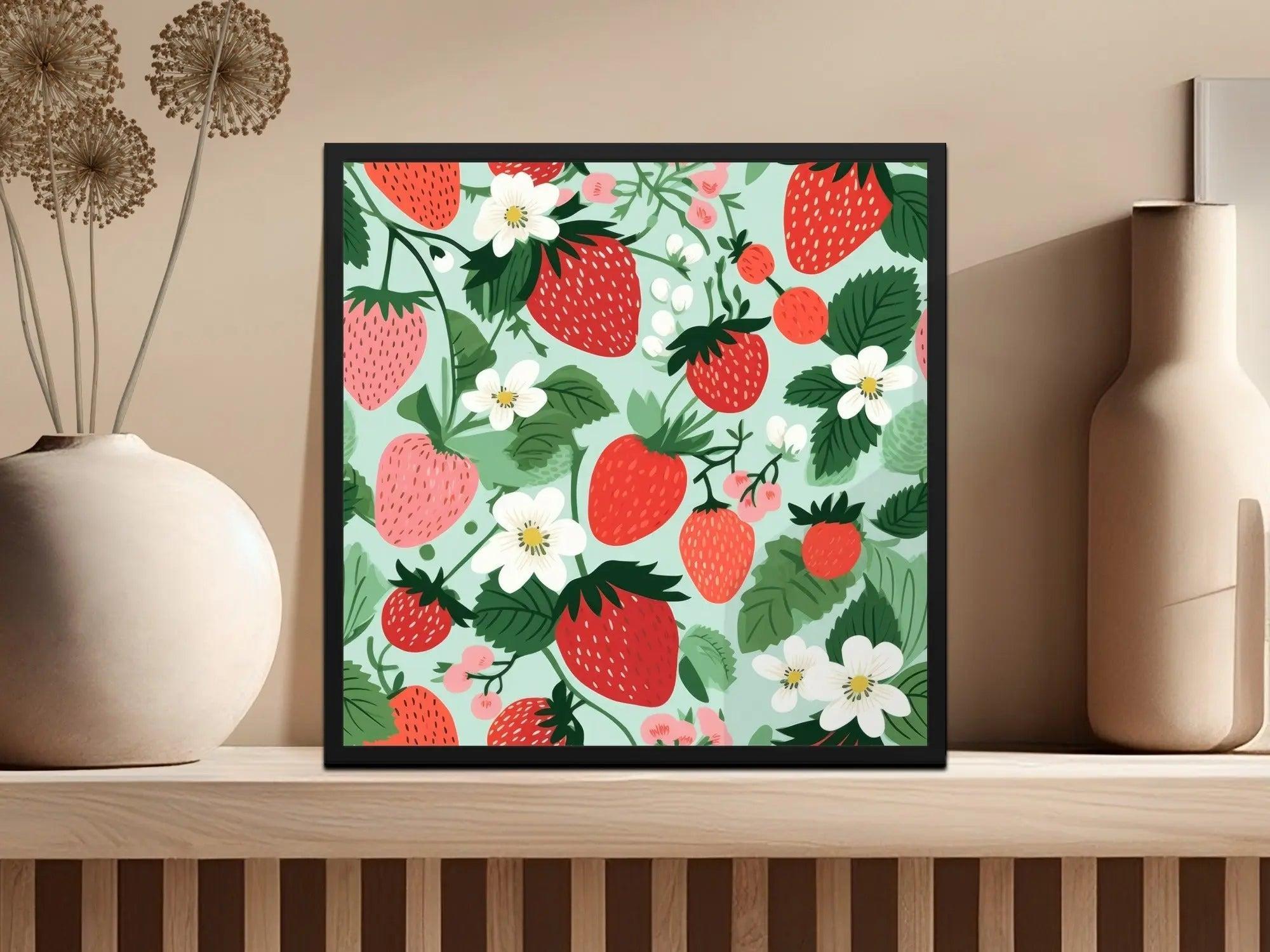 Strawberry Digital Seamless Pattern, Fruits Design, Summer Pattern, Sweet Berries Print, Digital Paper, Commercial Use, Floral Background - Moore and Mountain