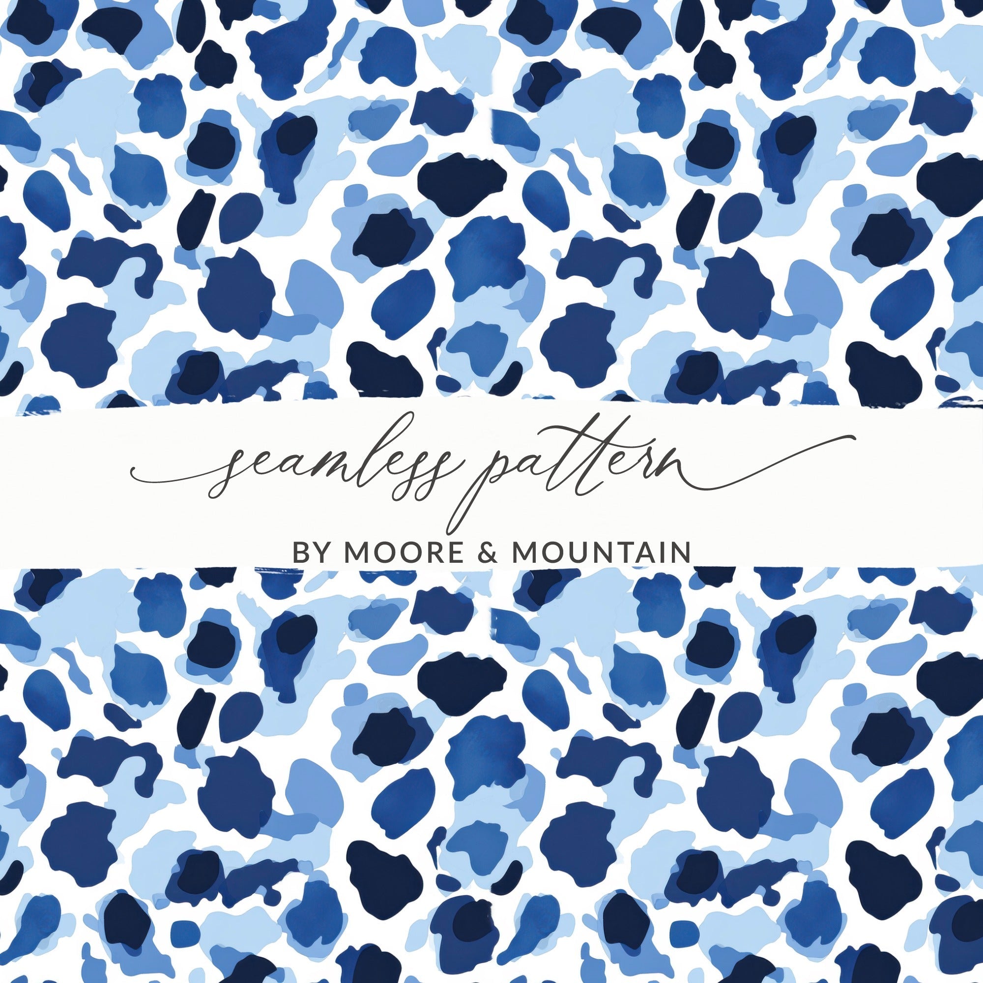 Stylish Blue and White Camouflage Design Pattern Digital - Moore and Mountain