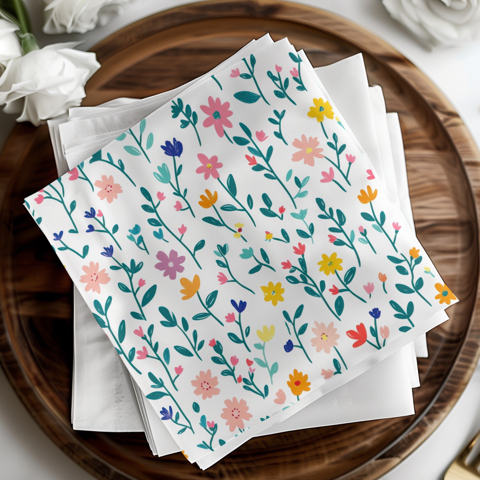 Vibrant Floral Print for Home and Kitchen Use Napkin