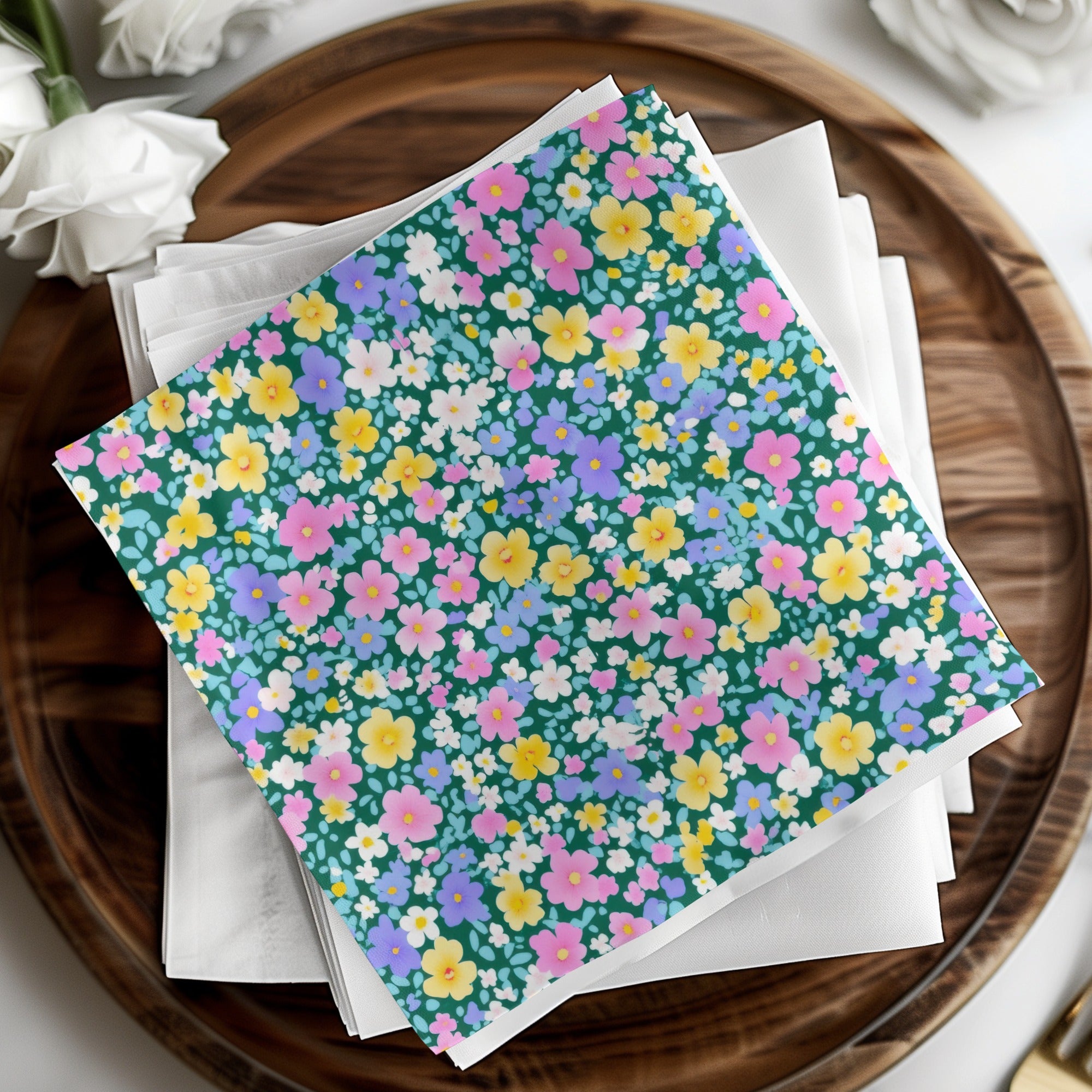Bright Floral Print with Vibrant Pastel Blooms Paper
