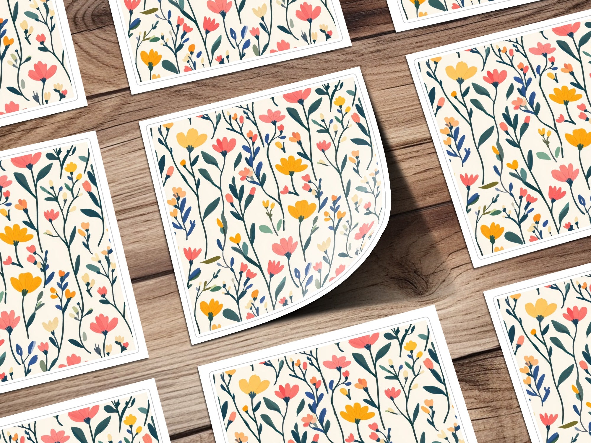 Colorful Floral Pattern Art Print on White Paper Product