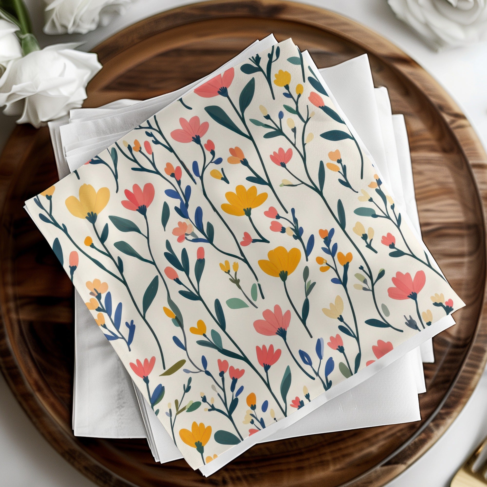 Colorful Floral Print Napkins for Elegant Dining Decor