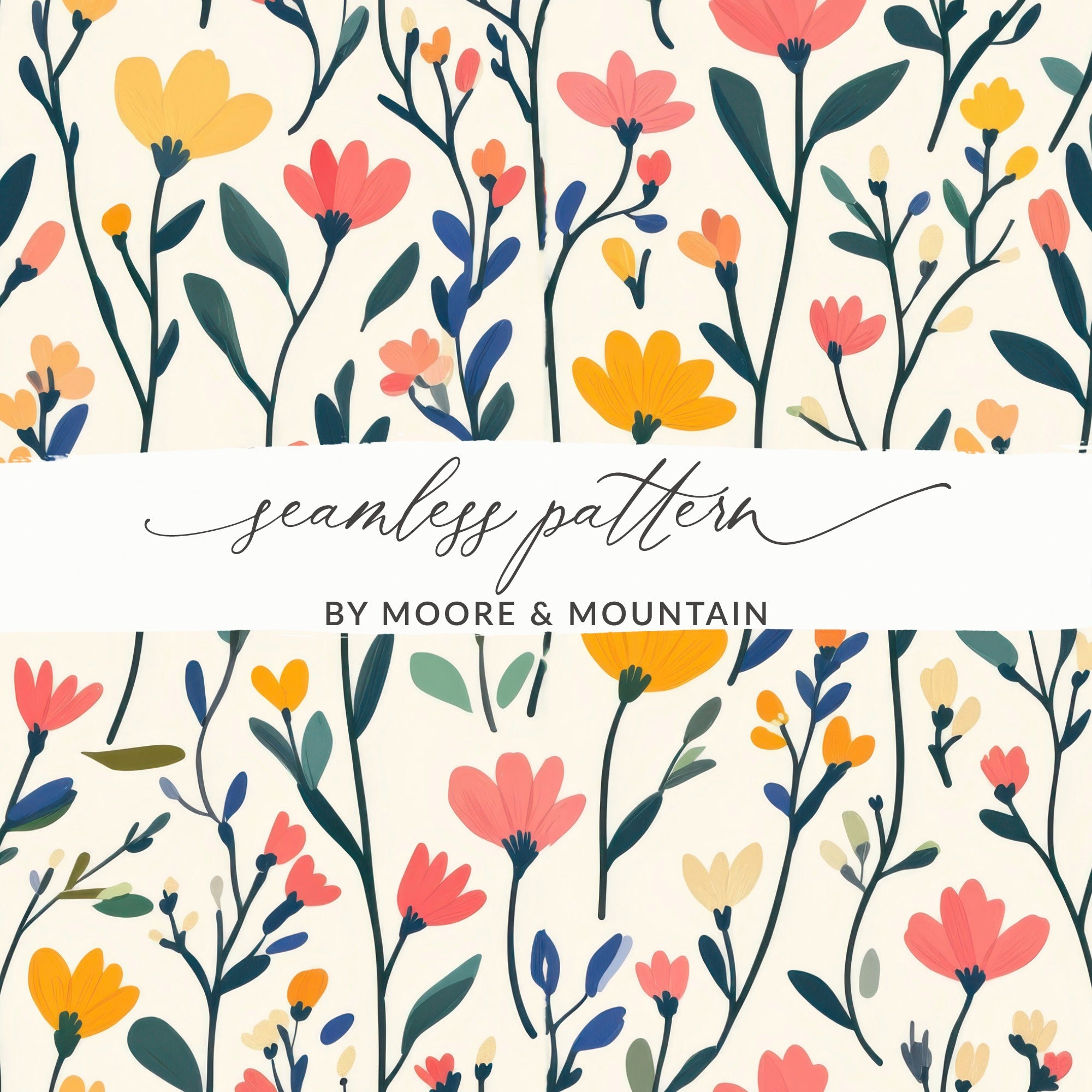 Colorful Floral Seamless Pattern by Moore Mountain