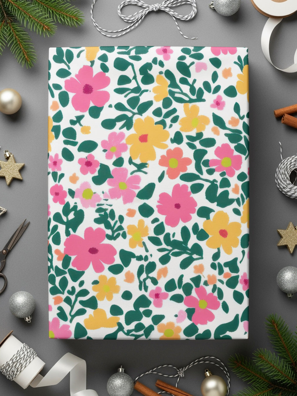 Colorful Floral Gift Wrap Paper for Festive Occasions