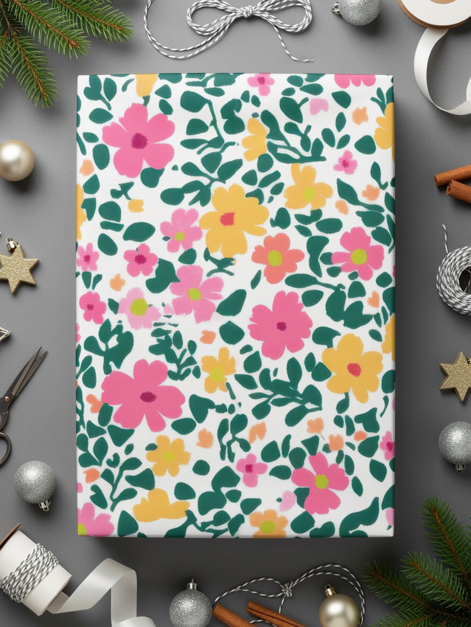 Colorful Floral Gift Wrap Paper for Festive Occasions