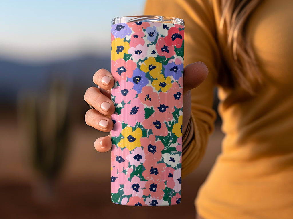 Colorful Floral Patterned Tumbler for Elegant Drinkware
