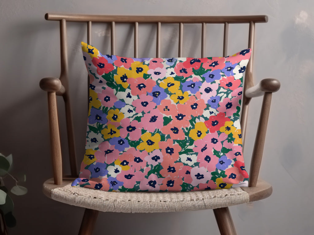 Vibrant Multicolor Floral Decorative Pillow Cushion