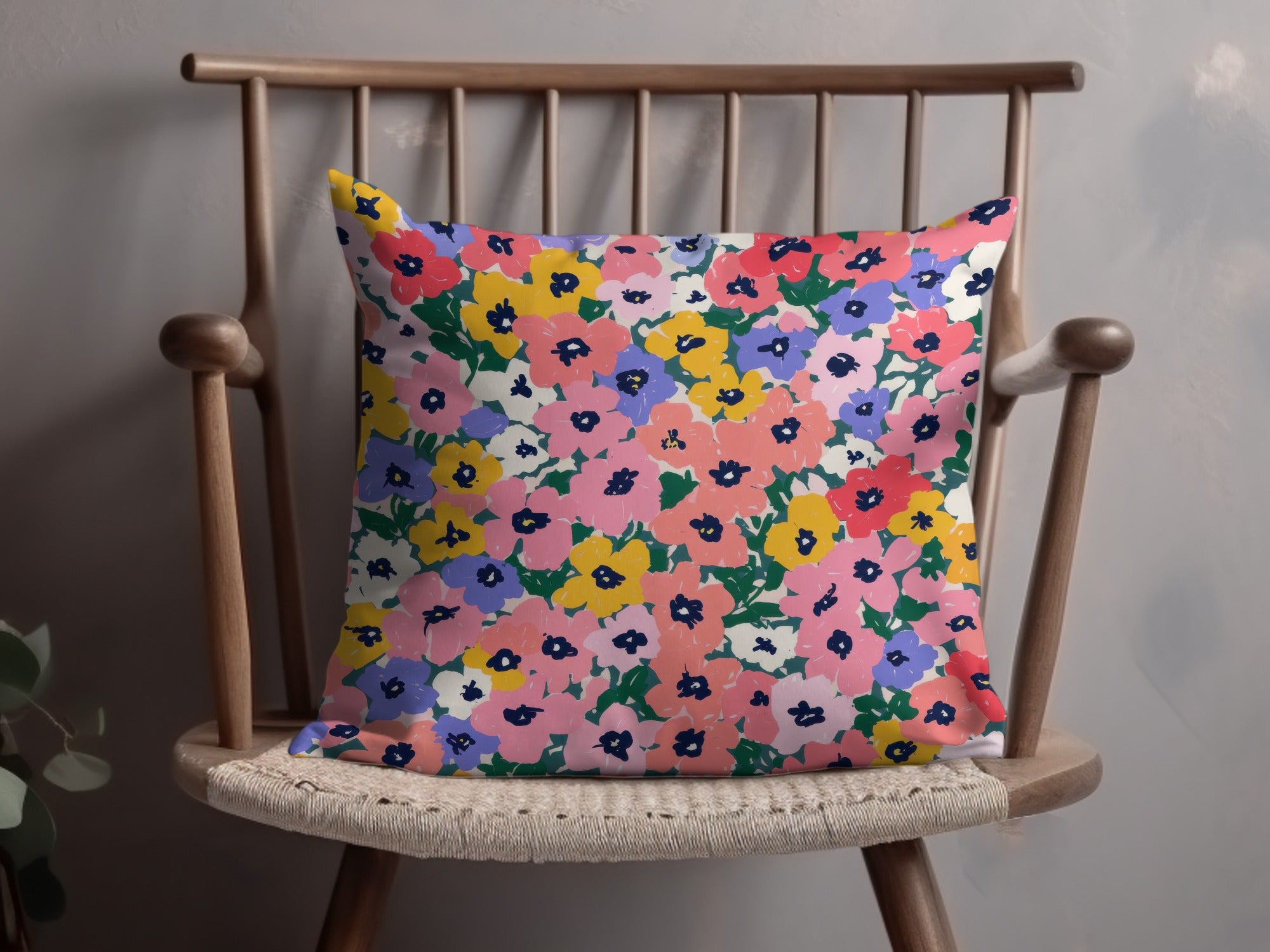Vibrant Multicolor Floral Decorative Pillow Cushion