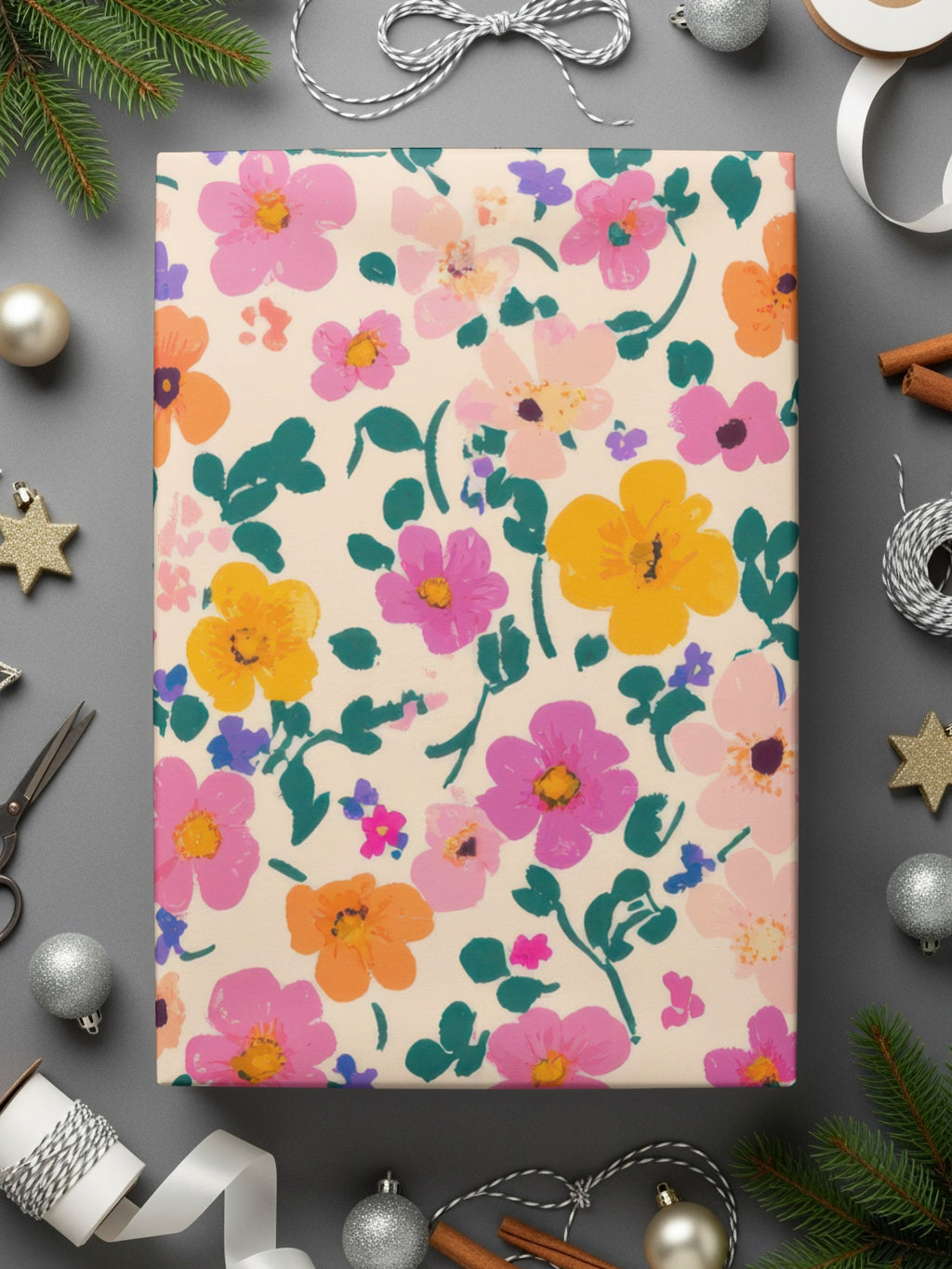 Colorful Floral Design Gift Wrap for Any Occasion