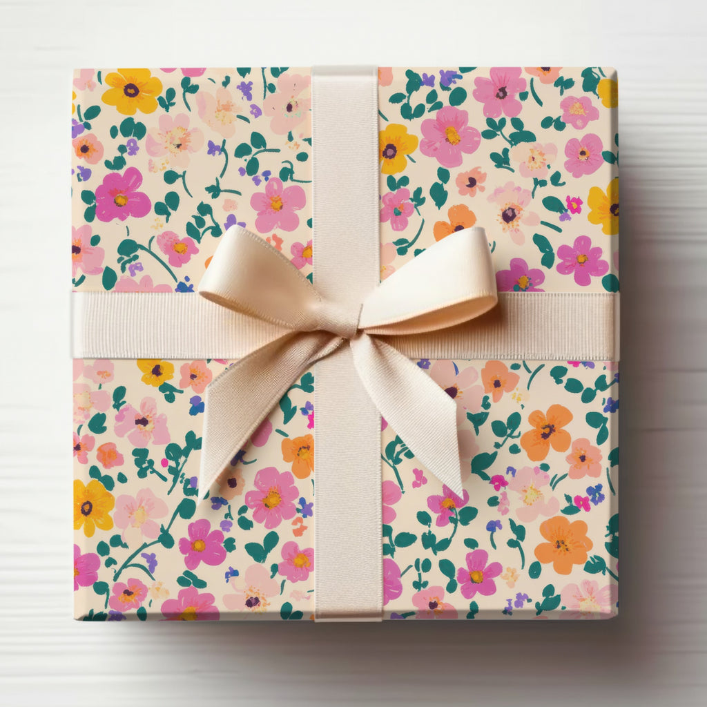 Colorful Floral Gift Box with Elegant Bow Design