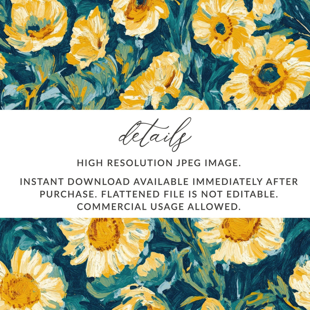 Sunflower Digital Paper, Floral Pattern, Seamless Background, Digital Download, Scrapbooking Paper, Fabric Design, Yellow Flowers - Moore and Mountain