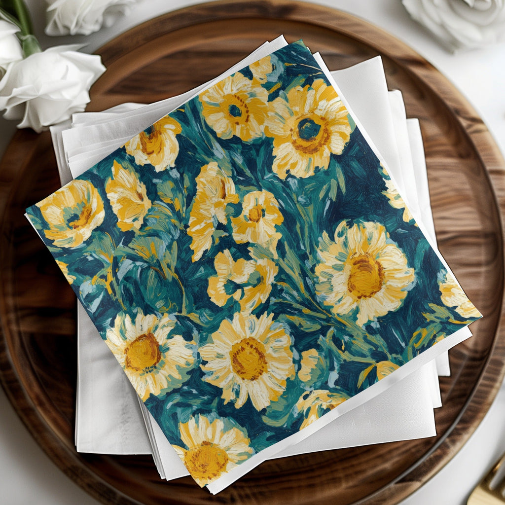 Sunflower Digital Paper, Floral Pattern, Seamless Background, Digital Download, Scrapbooking Paper, Fabric Design, Yellow Flowers - Moore and Mountain
