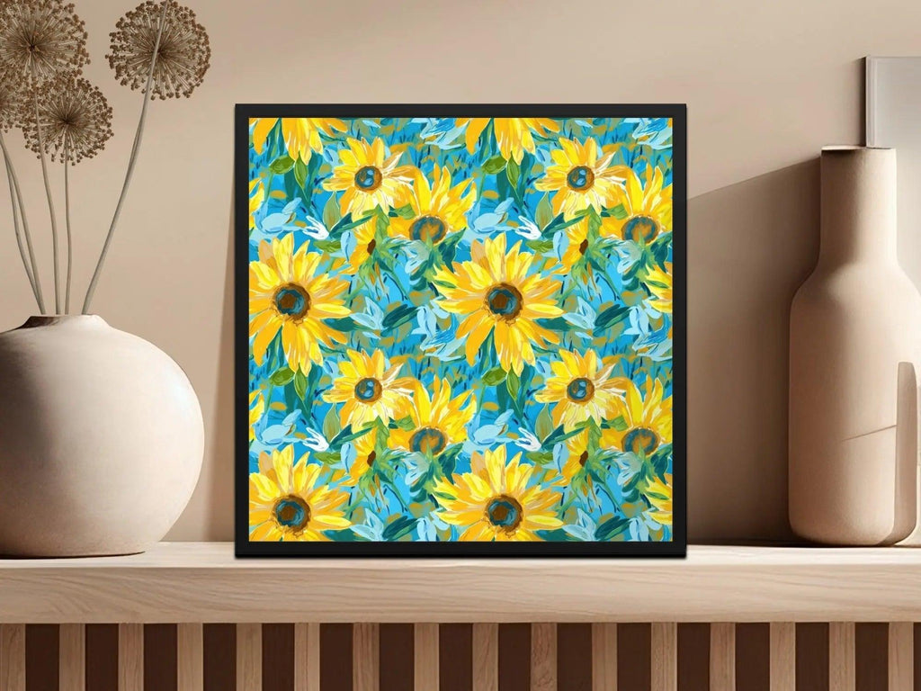 Sunflower Digital Paper, Floral Seamless Pattern, Yellow Flower JPEG Files, Fabric Design, Scrapbooking Paper, Digital Download - Moore and Mountain
