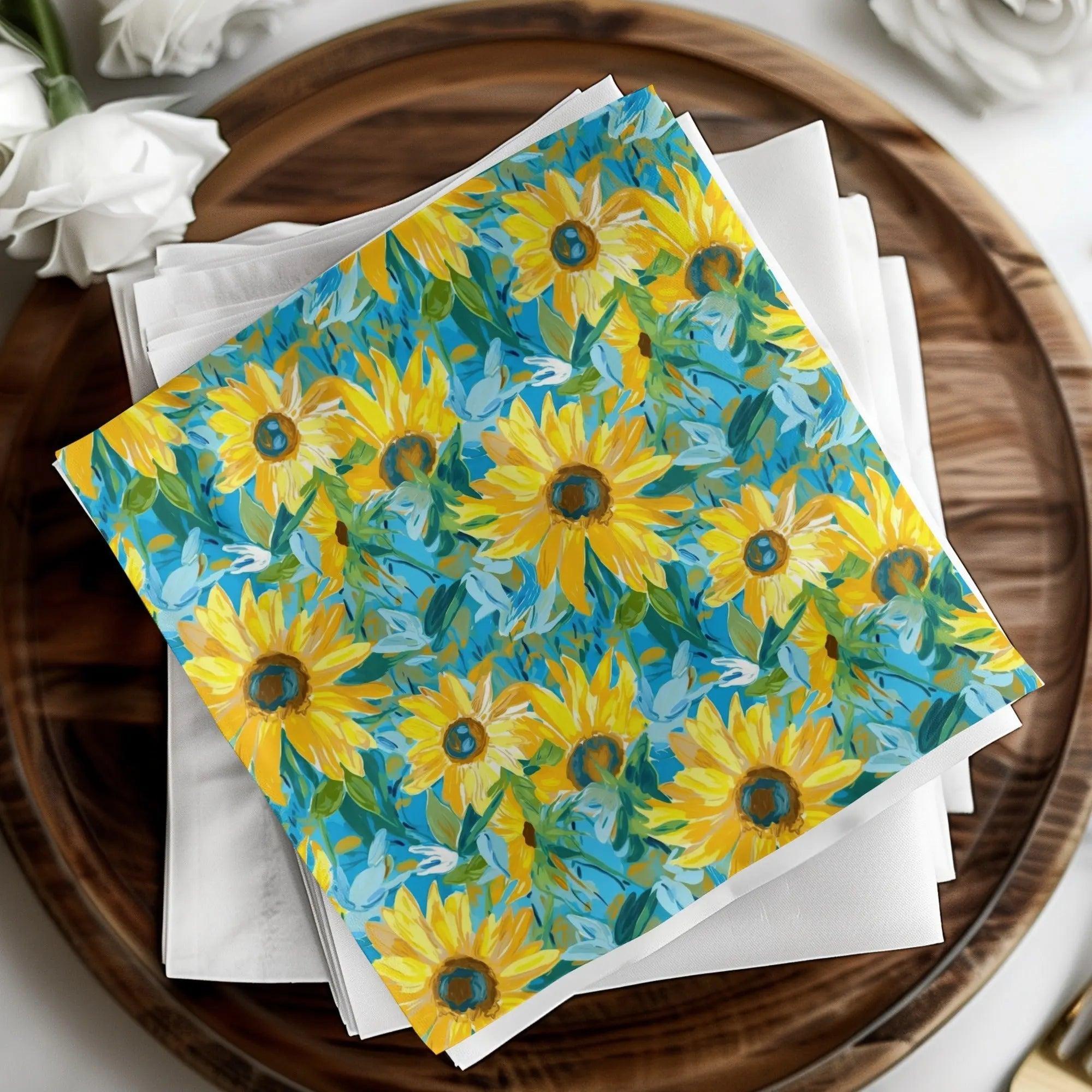 Sunflower Digital Paper, Floral Seamless Pattern, Yellow Flower JPEG Files, Fabric Design, Scrapbooking Paper, Digital Download - Moore and Mountain