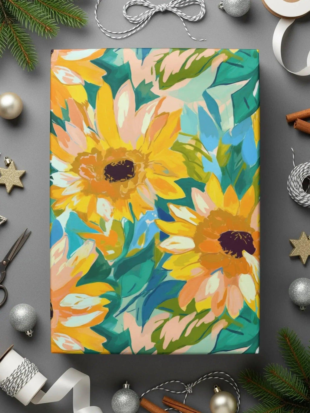 Sunflower Digital Paper, Watercolor Floral Pattern, Summer Seamless Design, Yellow Flower Print, Sunny Botanical Image, Digital Download - Moore and Mountain