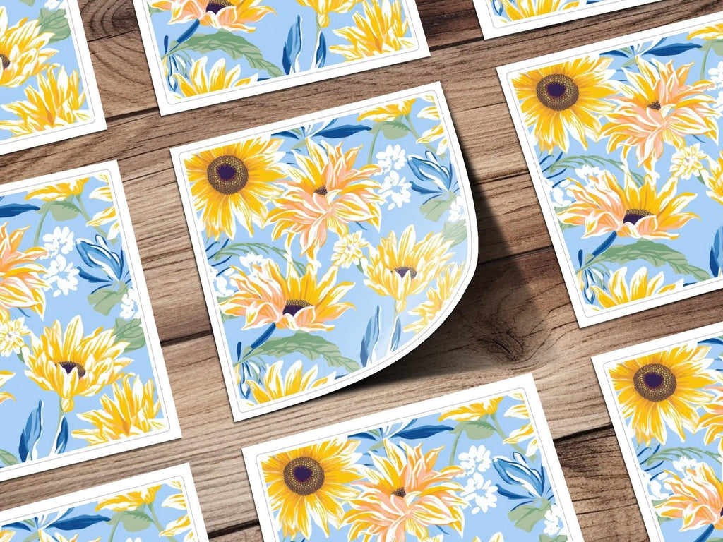 Sunflower Seamless Pattern, Floral Digital Paper, Sunny Yellow Flower Print, Fabric Design, Printable Background, Commercial Use - Moore and Mountain