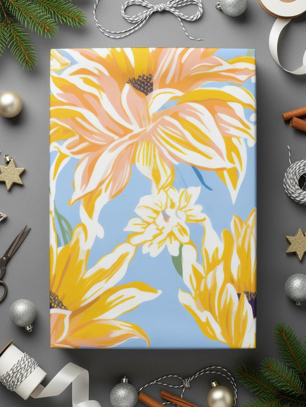 Sunflower Seamless Pattern, Floral Digital Paper, Sunny Yellow Flower Print, Fabric Design, Printable Background, Commercial Use - Moore and Mountain