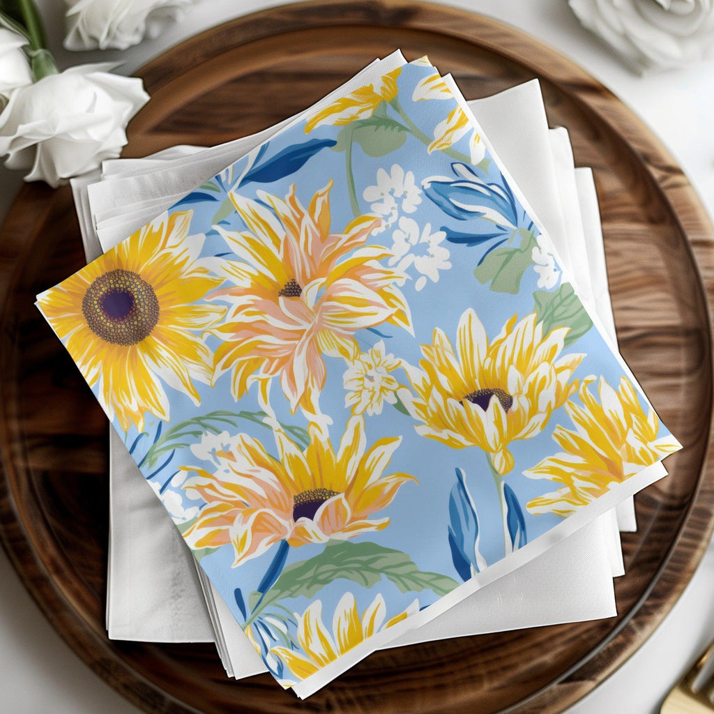 Sunflower Seamless Pattern, Floral Digital Paper, Sunny Yellow Flower Print, Fabric Design, Printable Background, Commercial Use - Moore and Mountain