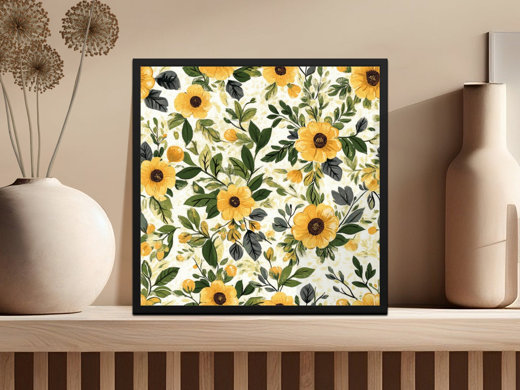 Sunflower Seamless Pattern, Floral Digital Paper, Watercolor Flower Backgrounds, Fabric Design, Commercial Use - Moore and Mountain