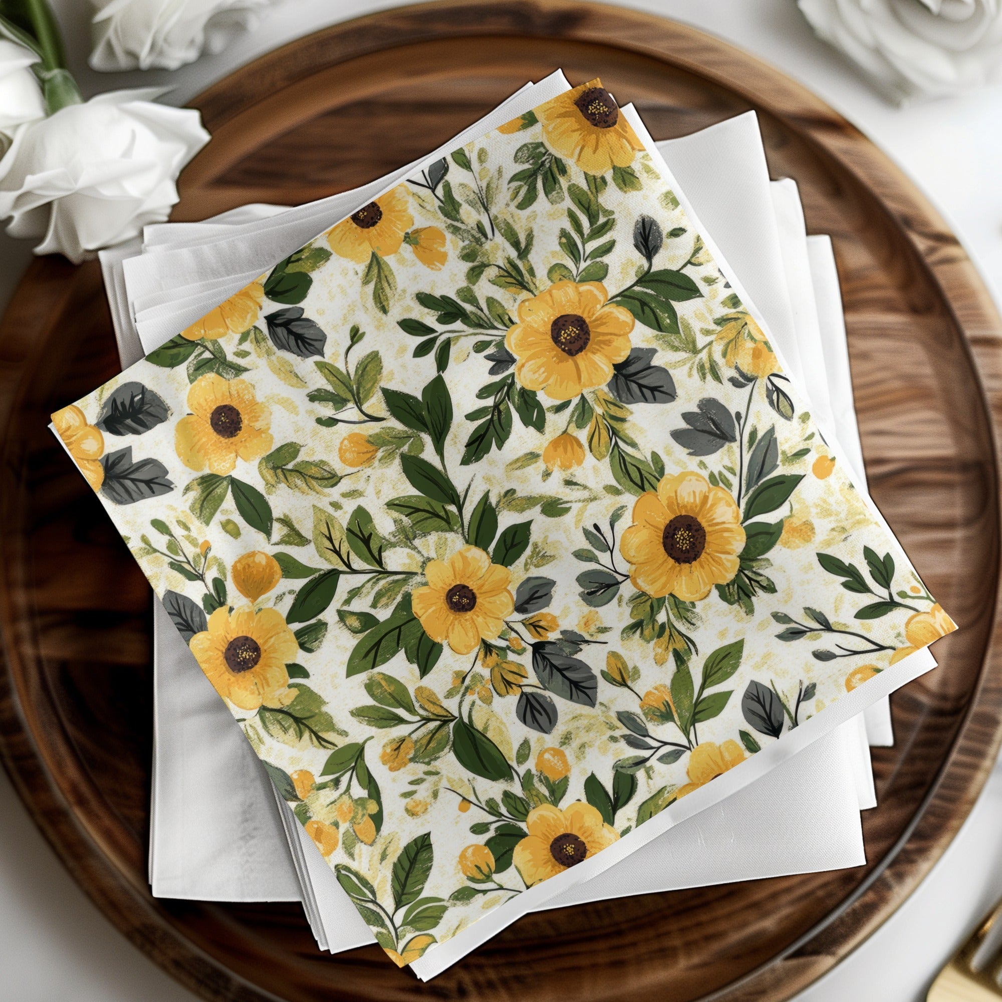 Sunflower Seamless Pattern, Floral Digital Paper, Watercolor Flower Backgrounds, Fabric Design, Commercial Use - Moore and Mountain