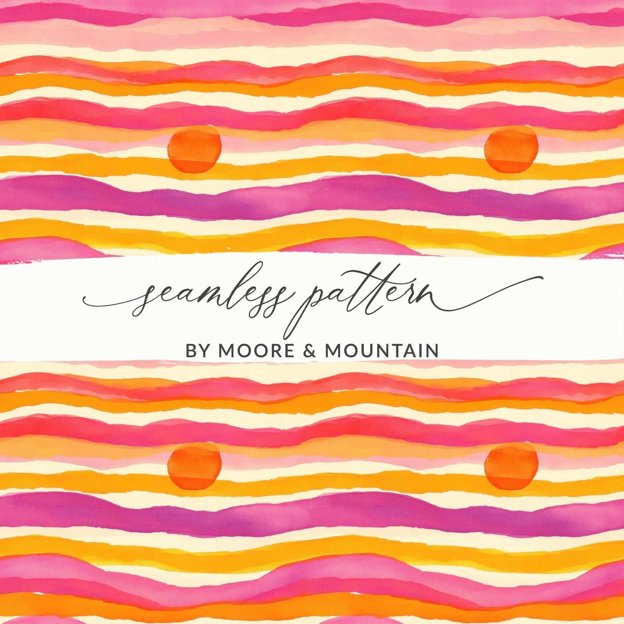 Sunset Stripes Digital Paper, Abstract Seamless Pattern, Pink Orange JPEG, Digital Download, Scrapbook Paper, Craft Supply, Printable Art - Moore and Mountain