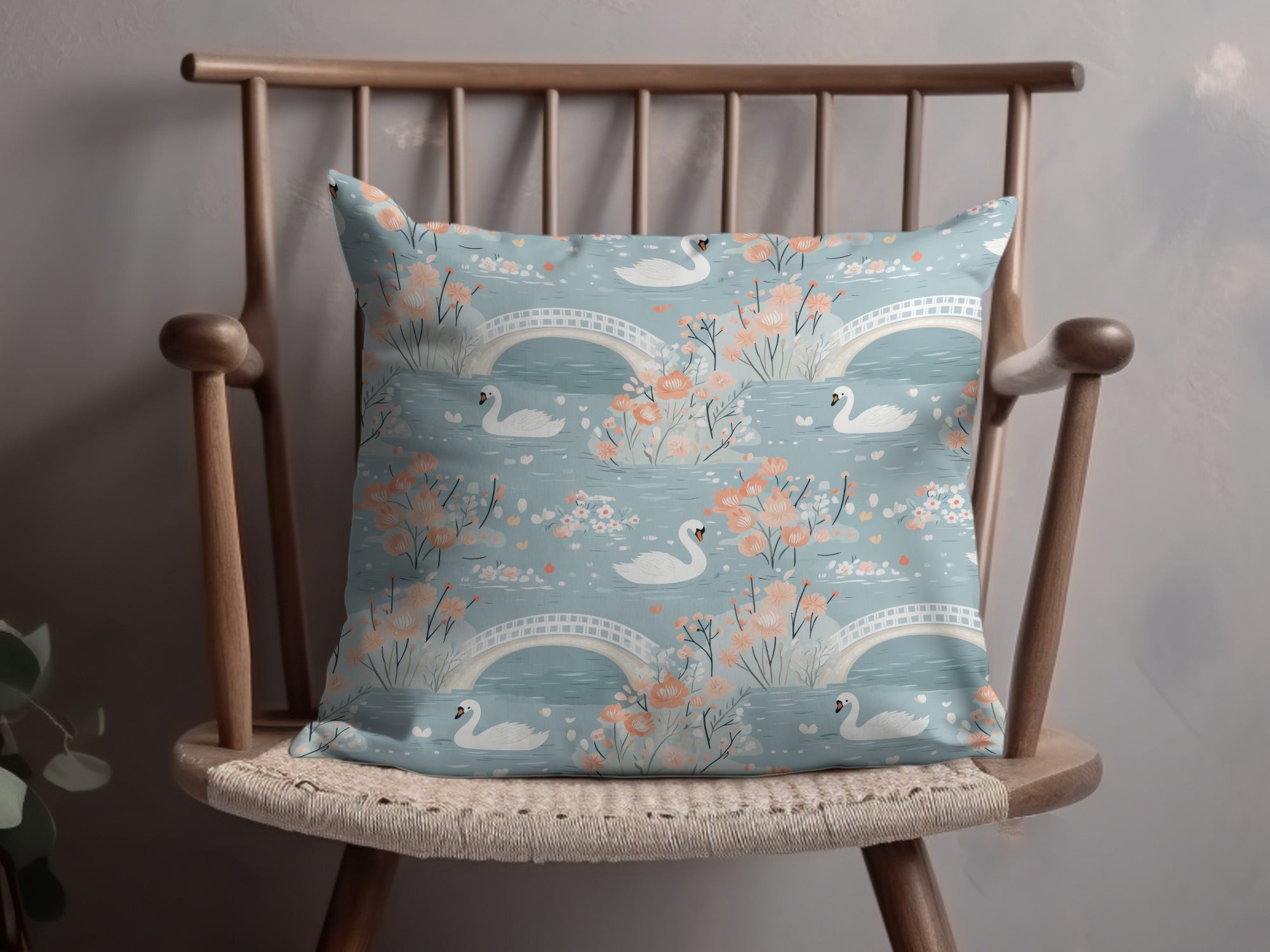 Swan and Floral River Pattern Decorative Illustration - Moore and Mountain