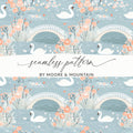 Swan and Floral River Pattern Decorative Illustration - Moore and Mountain