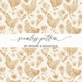 Tan Chicken Digital Paper, Beige Floral Pattern, Farmhouse Printable, Neutral Spring Background, Hen Seamless File, Easter Scrapbook - Moore and Mountain