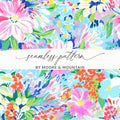Digital Preppy Floral Ditsy Floral, Pastel Flower Design, Vibrant Print, Repeating Flower Background, Digital Paper for Fabric, Pink Flower Art - Moore and Mountain