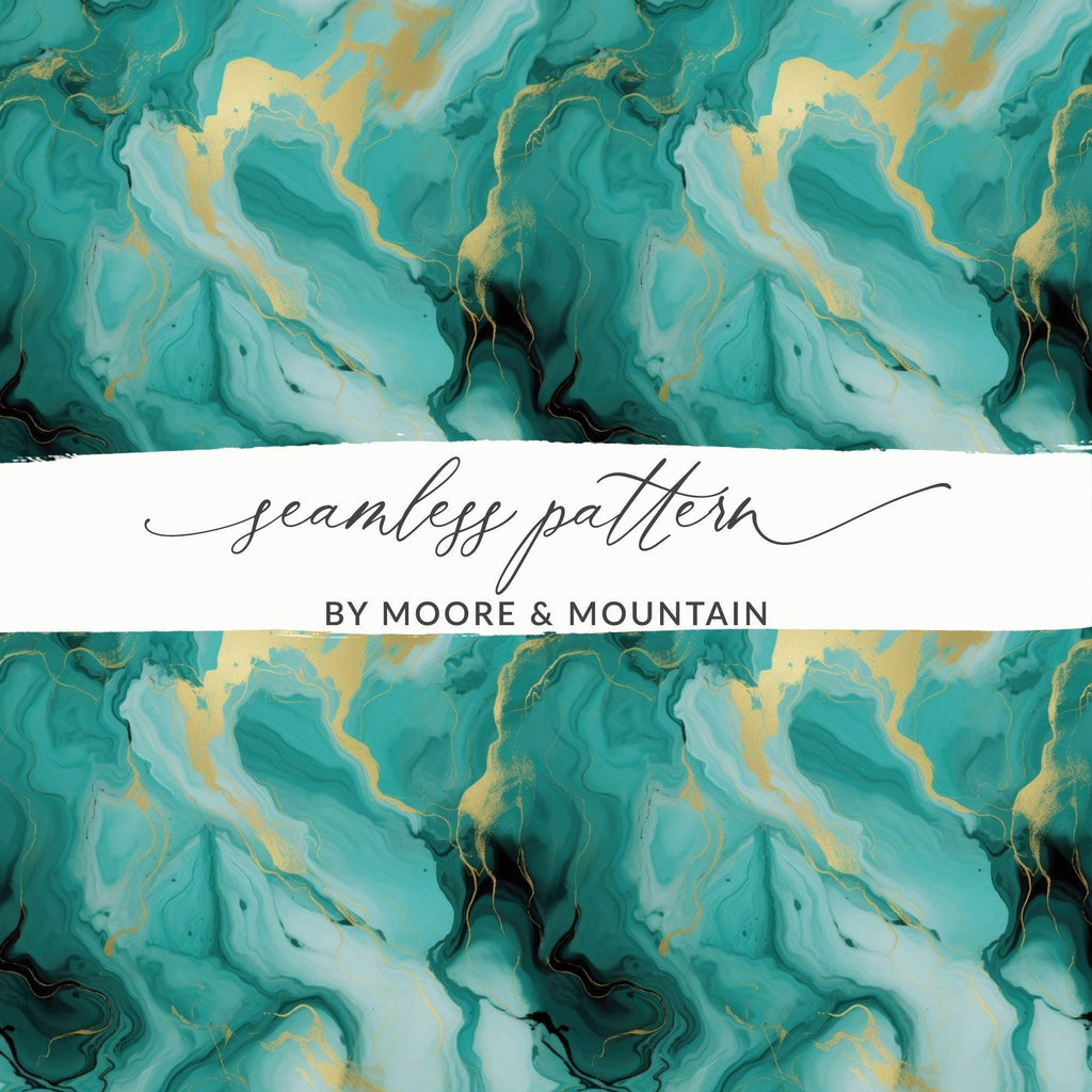 Teal Gold Marble Digital Paper, Seamless Abstract Pattern, Fabric Print, Scrapbook Paper, Watercolor Texture, Commercial Use - Moore and Mountain
